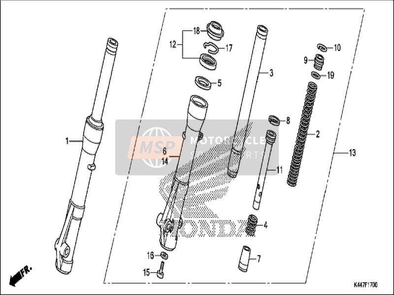 51500K44D01, Ens De Horquilla,  Del. Iz, Honda, 0